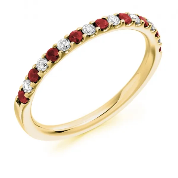 Ruby anniversary band 2025 yellow gold